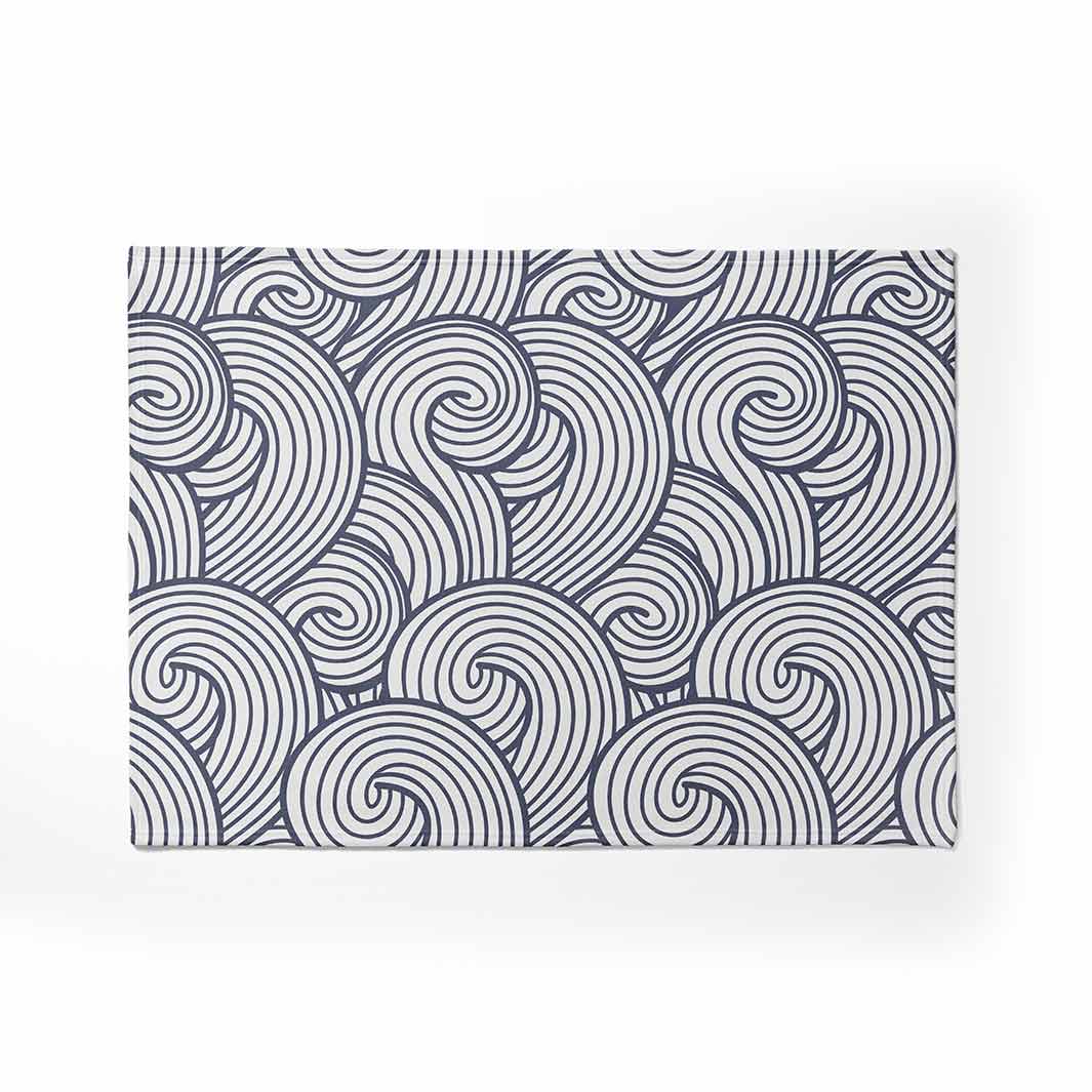 KIDS NAVY WAVES LINE PATTERN FLEECE BLANKET