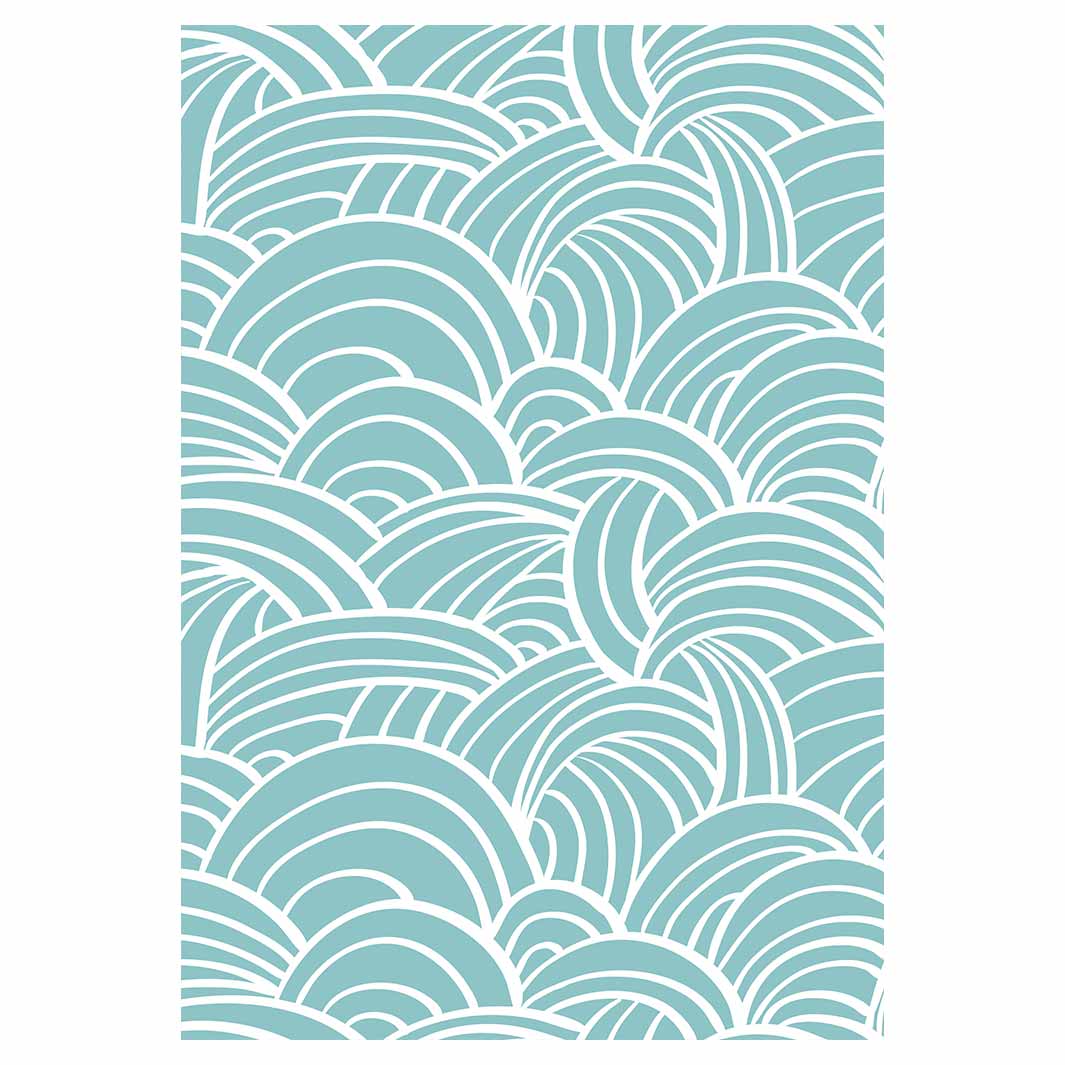 KIDS AQUA BLUE WAVES LINES PATTERN FLEECE BLANKET