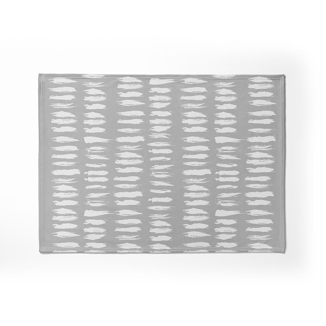 KIDS GREY WHITE LINES PATTERN FLEECE BLANKET