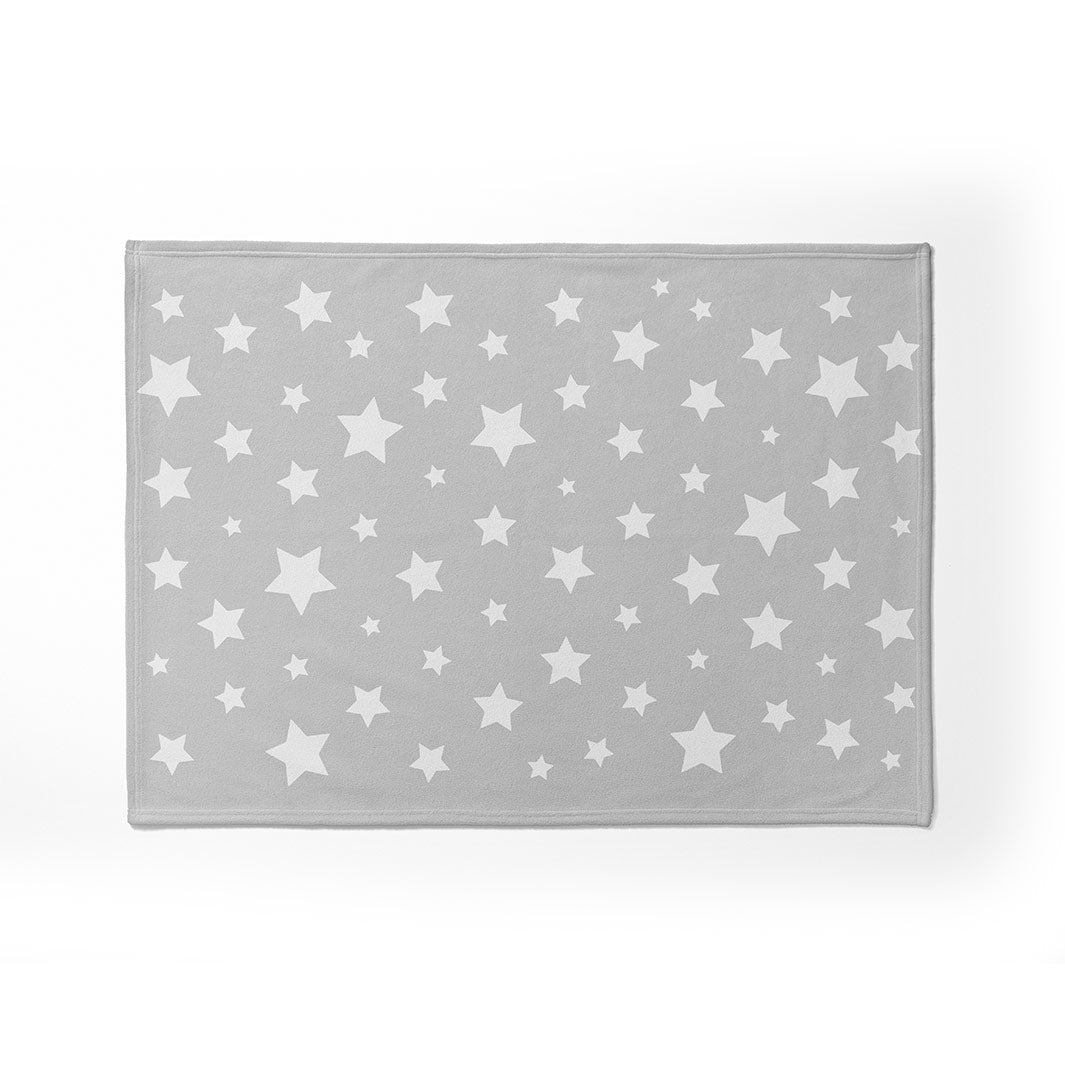 KIDS GREY WHITE STARS PATTERN FLEECE BLANKET