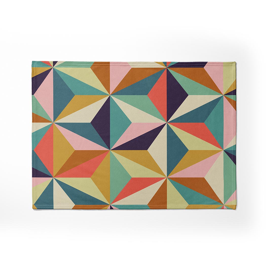 KIDS MULTICOLOUR GEOMETRIC DIAMOND PATTERN FLEECE BLANKET