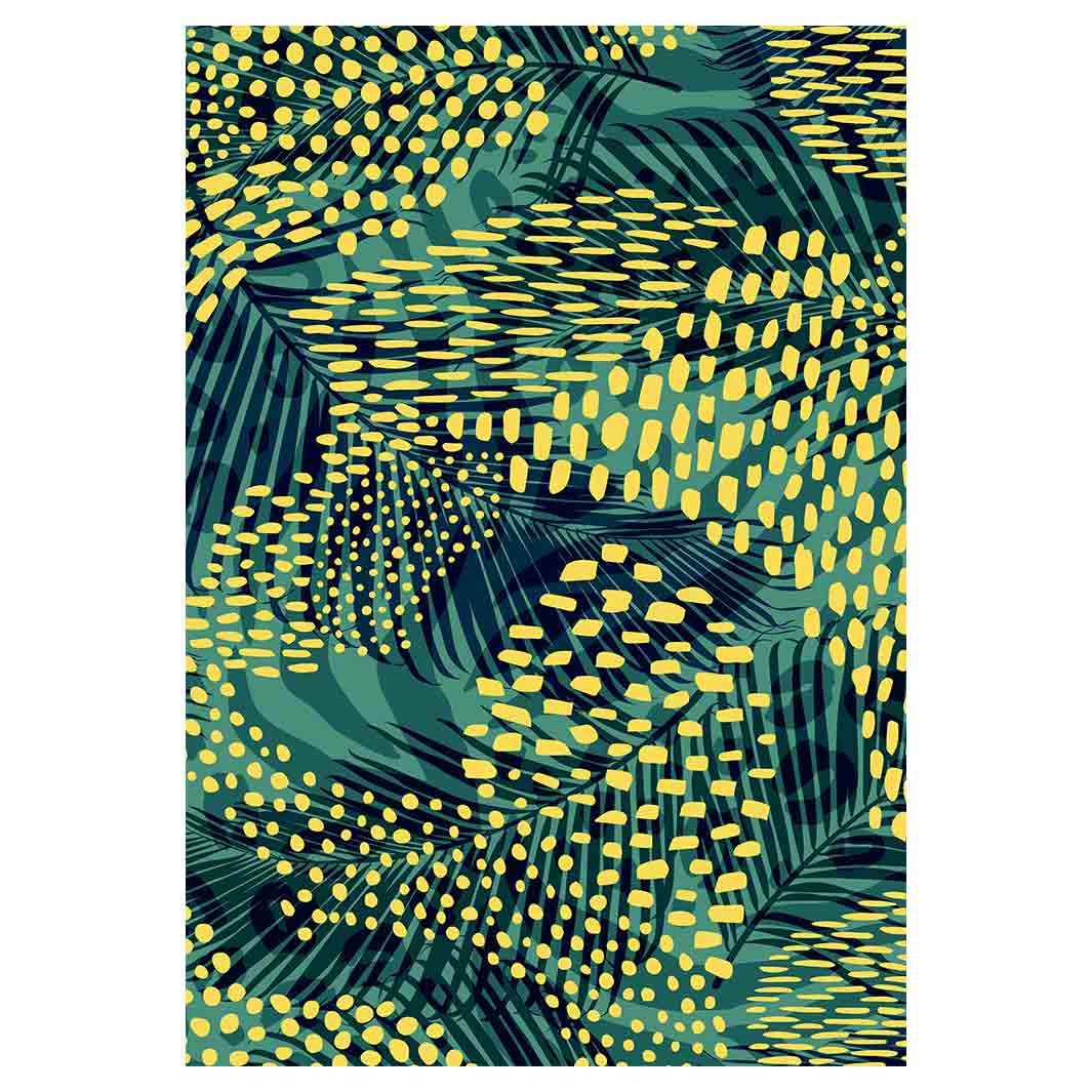 KIDS GREEN YELLOW JUNGLE PATTERN FLEECE BLANKET