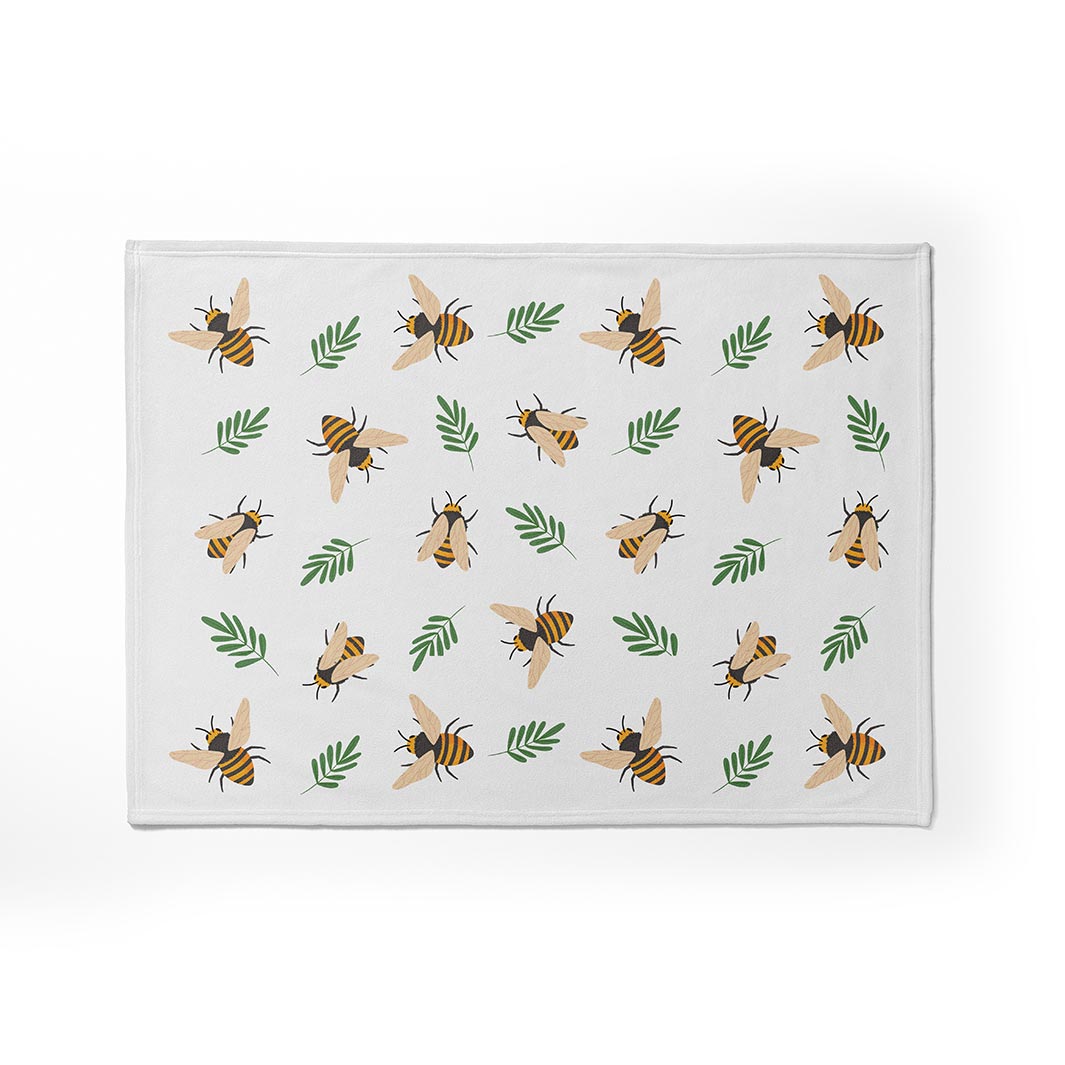 KIDS ORANGE BEE PATTERN FLEECE BLANKET