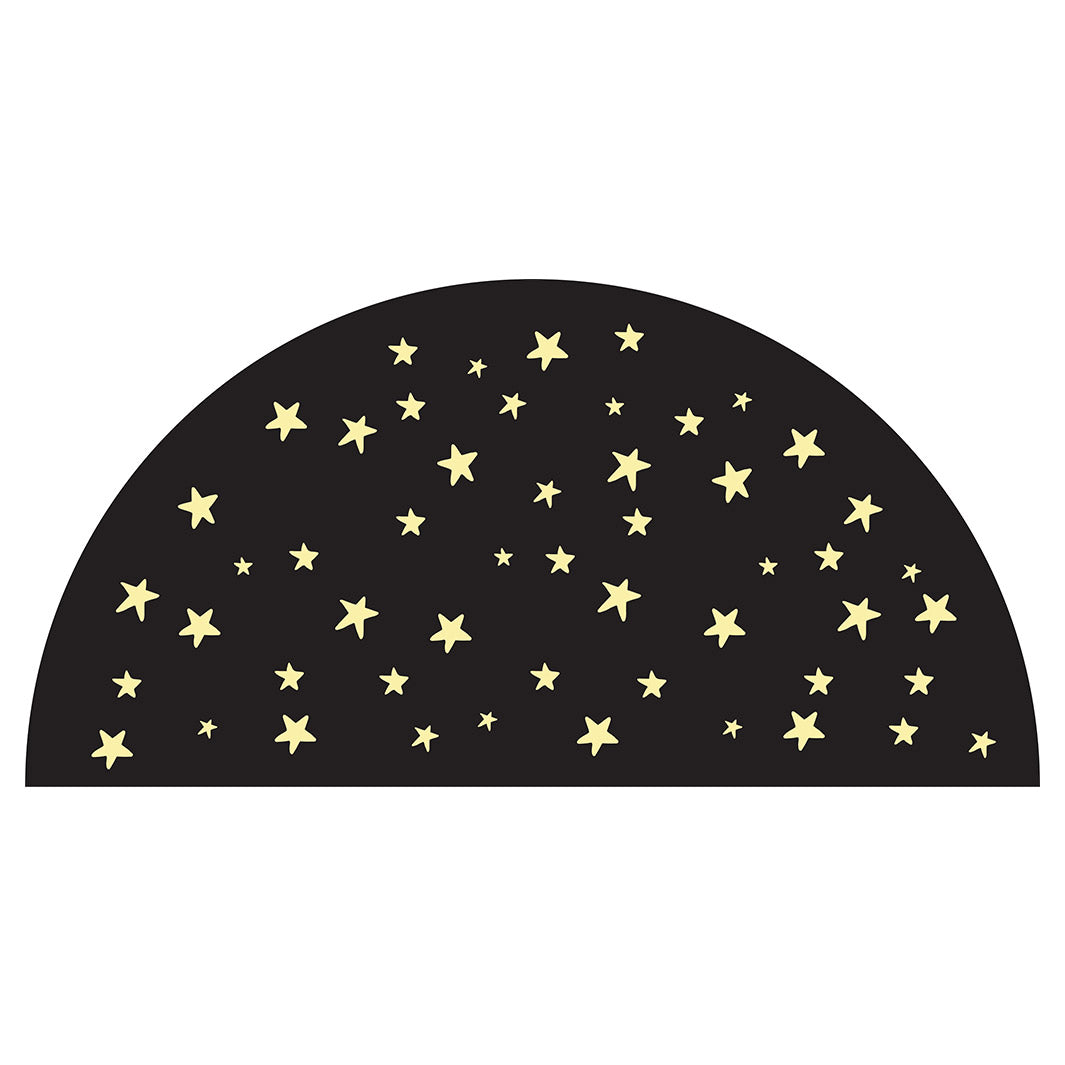 KIDS BLACK AND YELLOW STARS PATTERN HALF ROUND RUG