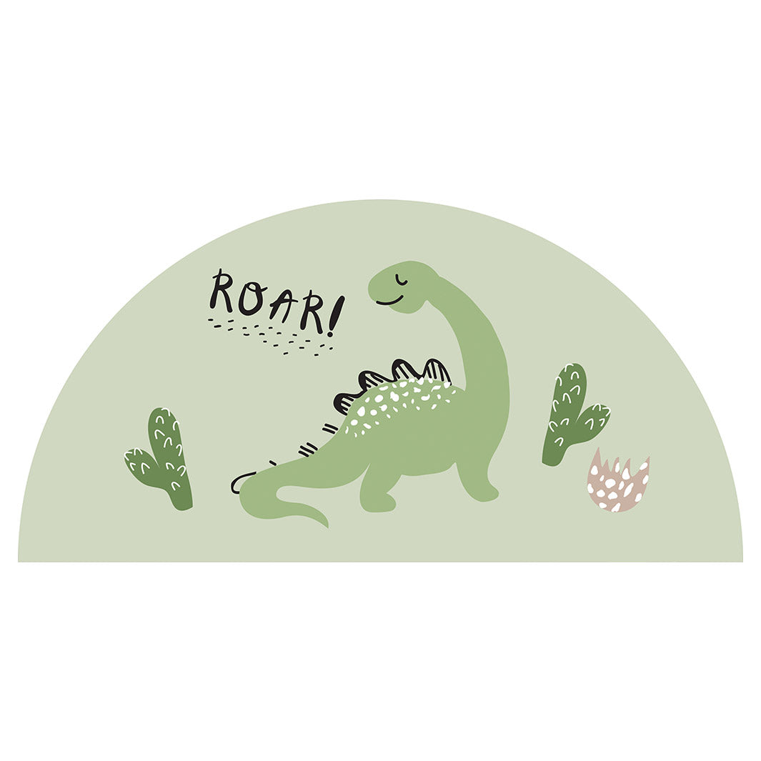 KIDS GREEN ROAR DINOSAUR HALF ROUND RUG