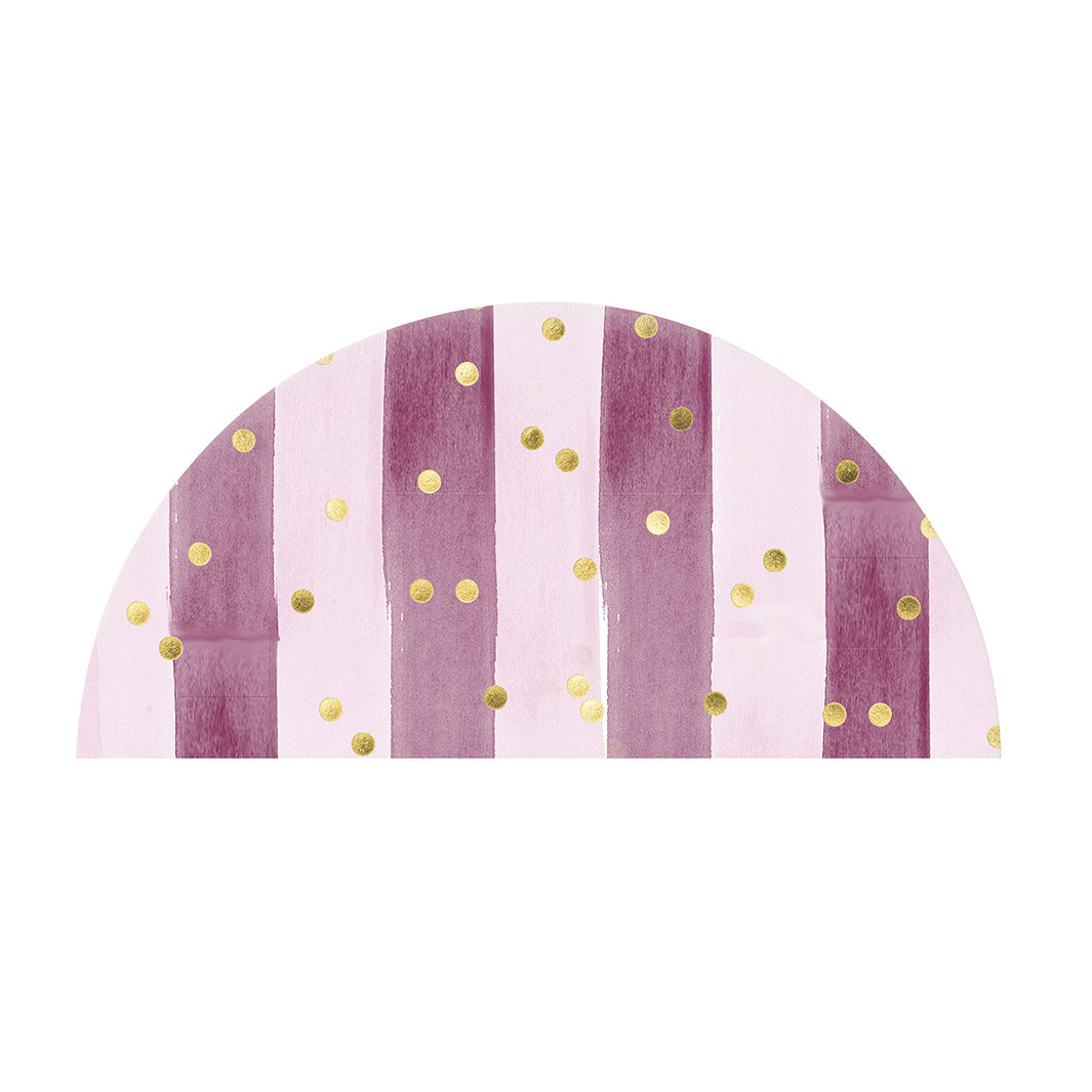 KIDS PINK WATERCOLOUR LINES AND CONFETTI HALF ROUND RUG