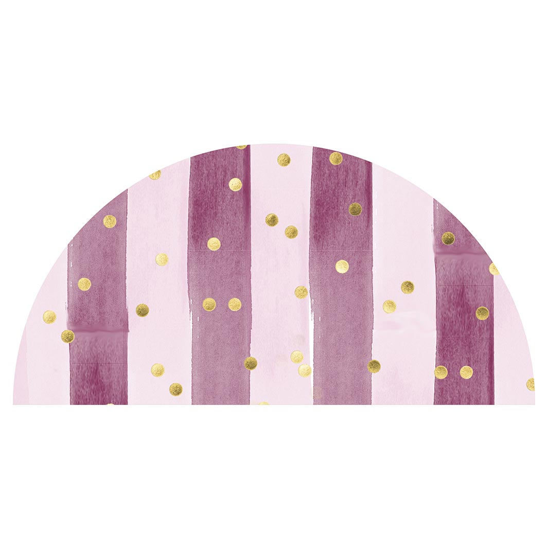 KIDS PINK WATERCOLOUR LINES AND CONFETTI HALF ROUND RUG