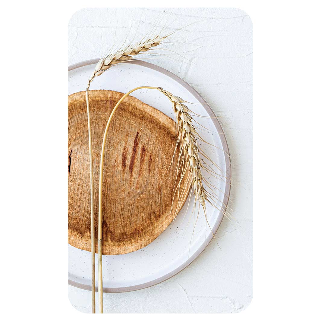 NATURAL BEIGE WHEAT ON WOOD AND WHITE KITCHEN TOWEL