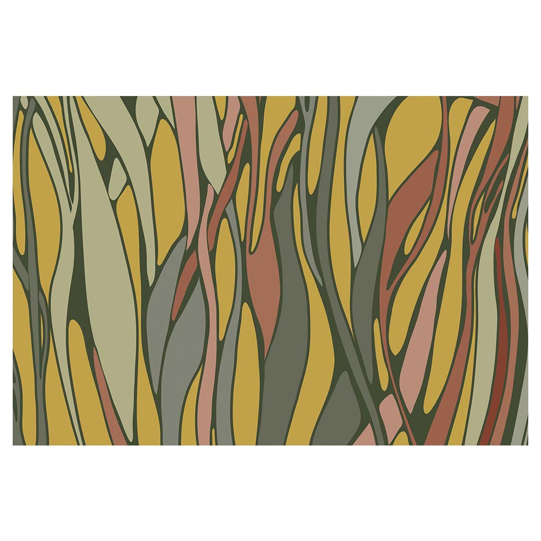 WAVY LINE ART MUSTARD AND PINK BATHMAT