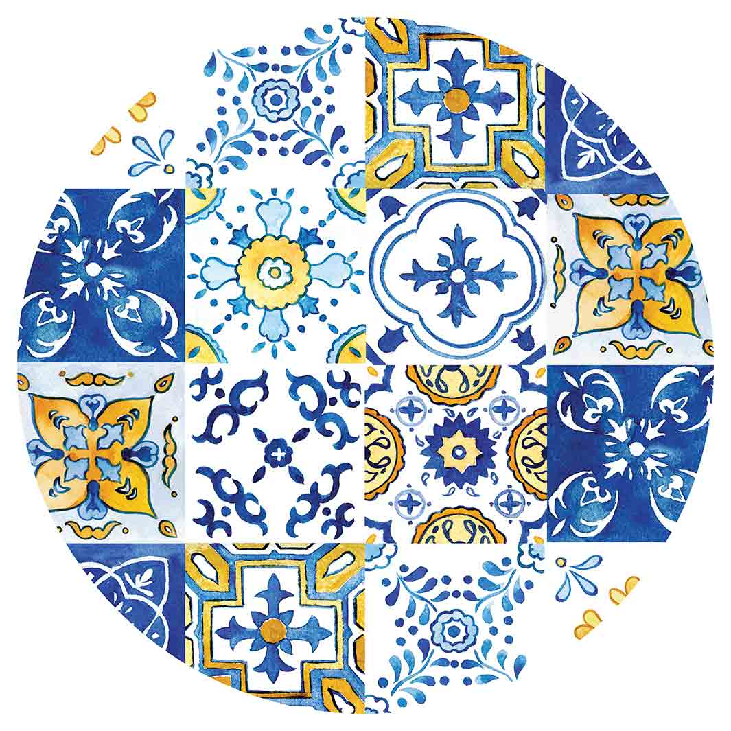 PATTERN BLUE AND YELLOW WATERCOLOUR LISBON TILE MOUSEPAD