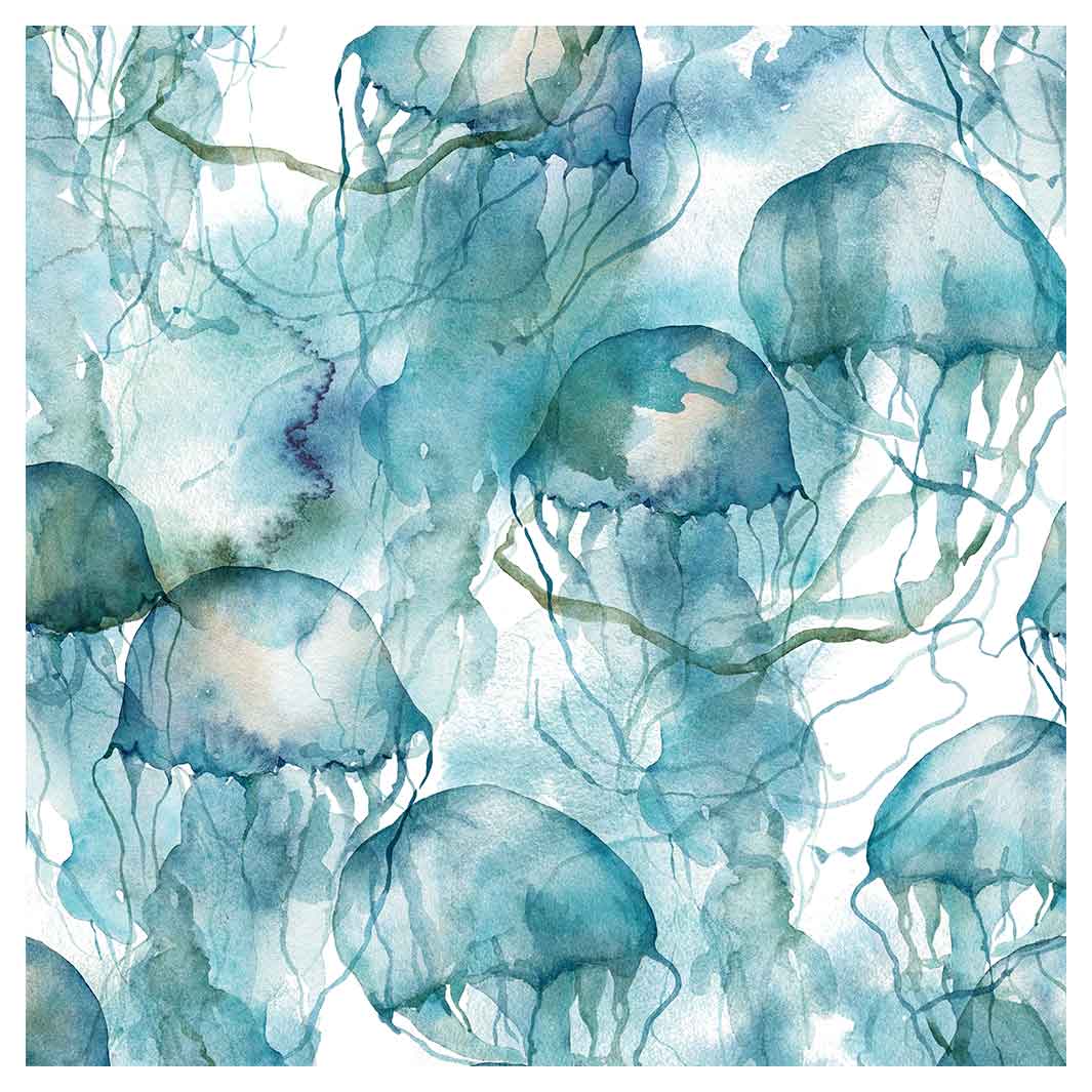 PATTERN BLUE OCEAN WATERCOLOUR JELLYFISH NAPKIN