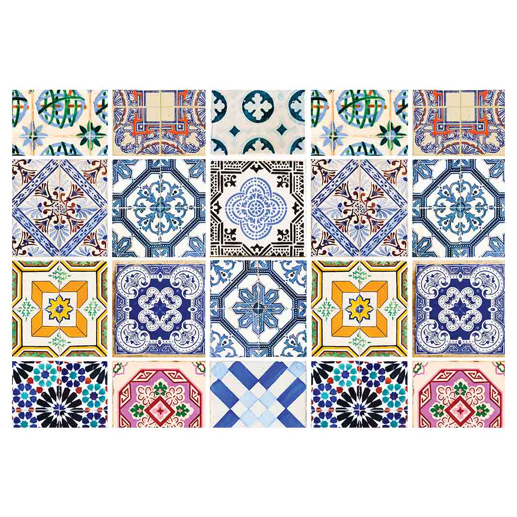 PATTERN BLUE COLOURFUL TILE RECTANGULAR PLACEMAT