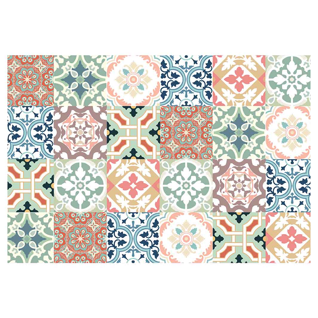 PATTERN TEAL AND ORANGE TILE RECTANGULAR PLACEMAT