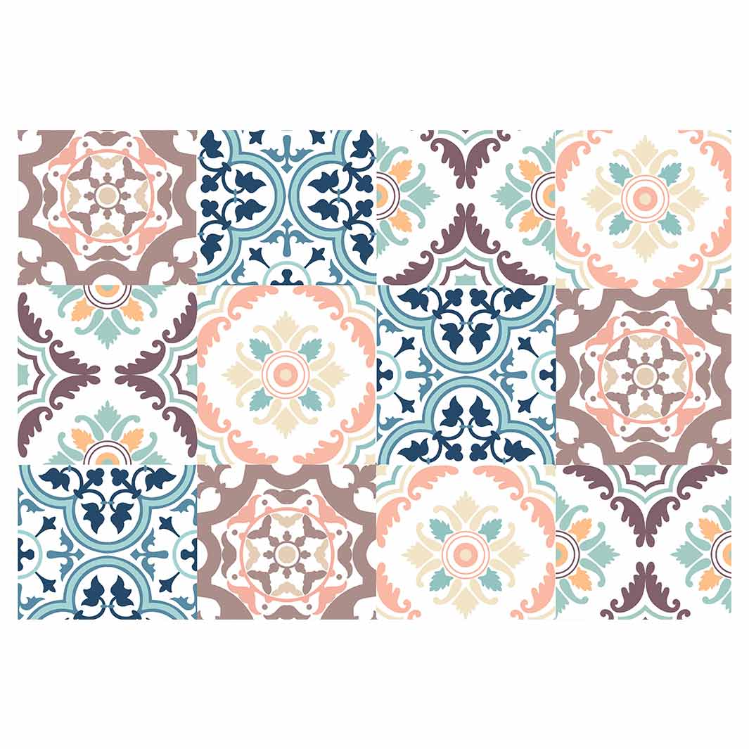 PATTERN BLUE AND MAUVE TILE RECTANGULAR PLACEMAT