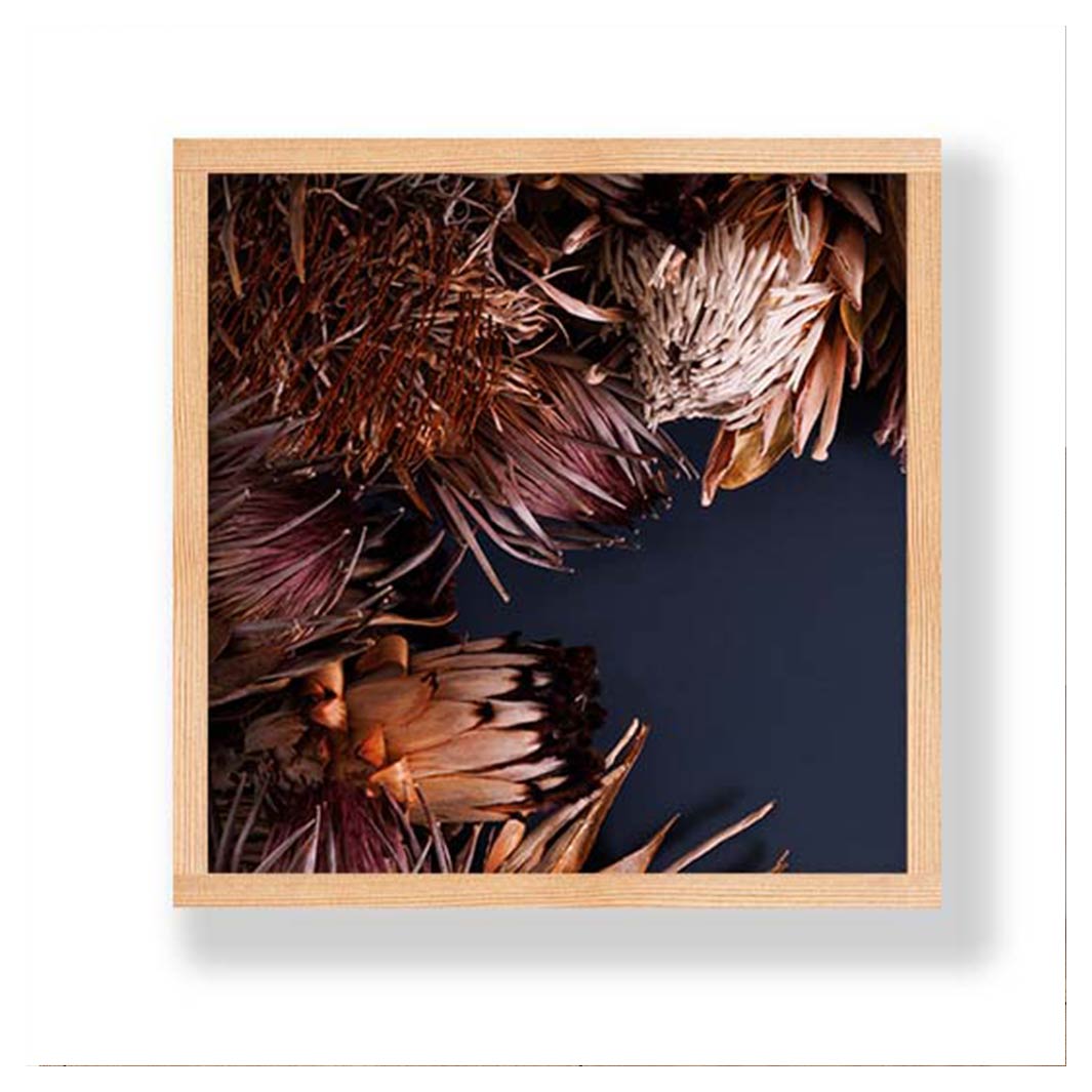 ROSE GOLD PROTEA ON DARK BLUE PINE BOX