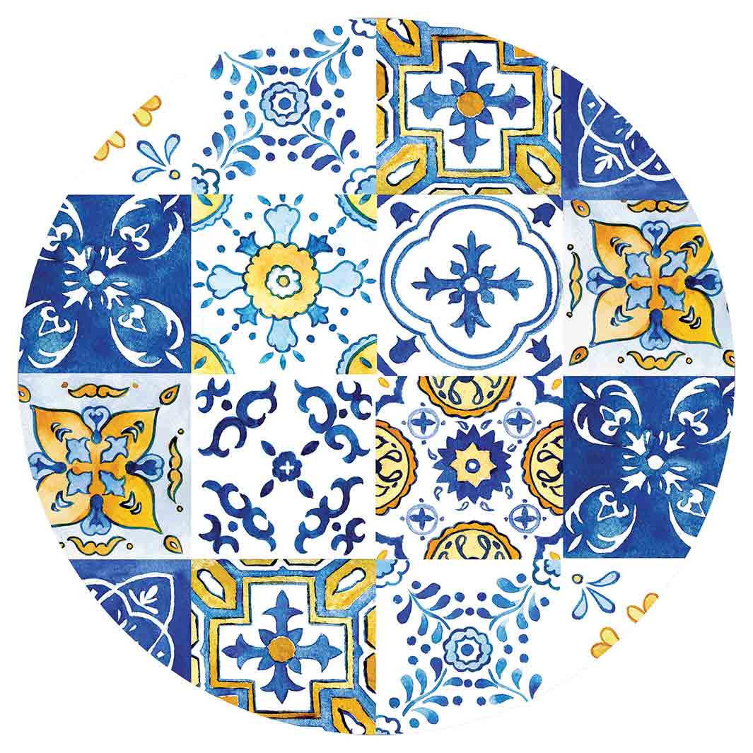 PATTERN BLUE AND YELLOW WATERCOLOUR LISBON TILE POT STAND