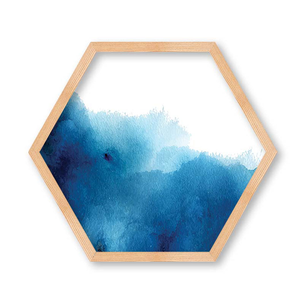 KIDS BLUE WATERCOLOUR ART HEXAGON WALL ART