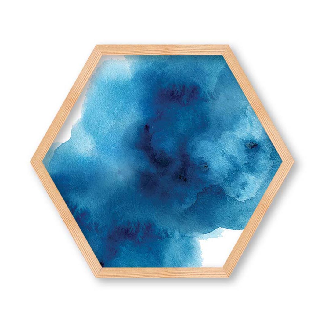 KIDS BLUE WATERCOLOUR ART HEXAGON WALL ART