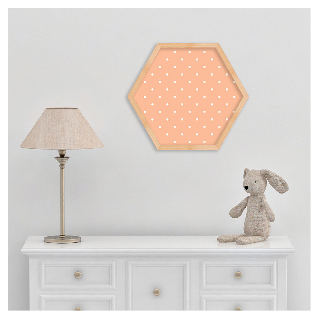 KIDS WHITE DOTTED PATTERN HEXAGON WALL ART