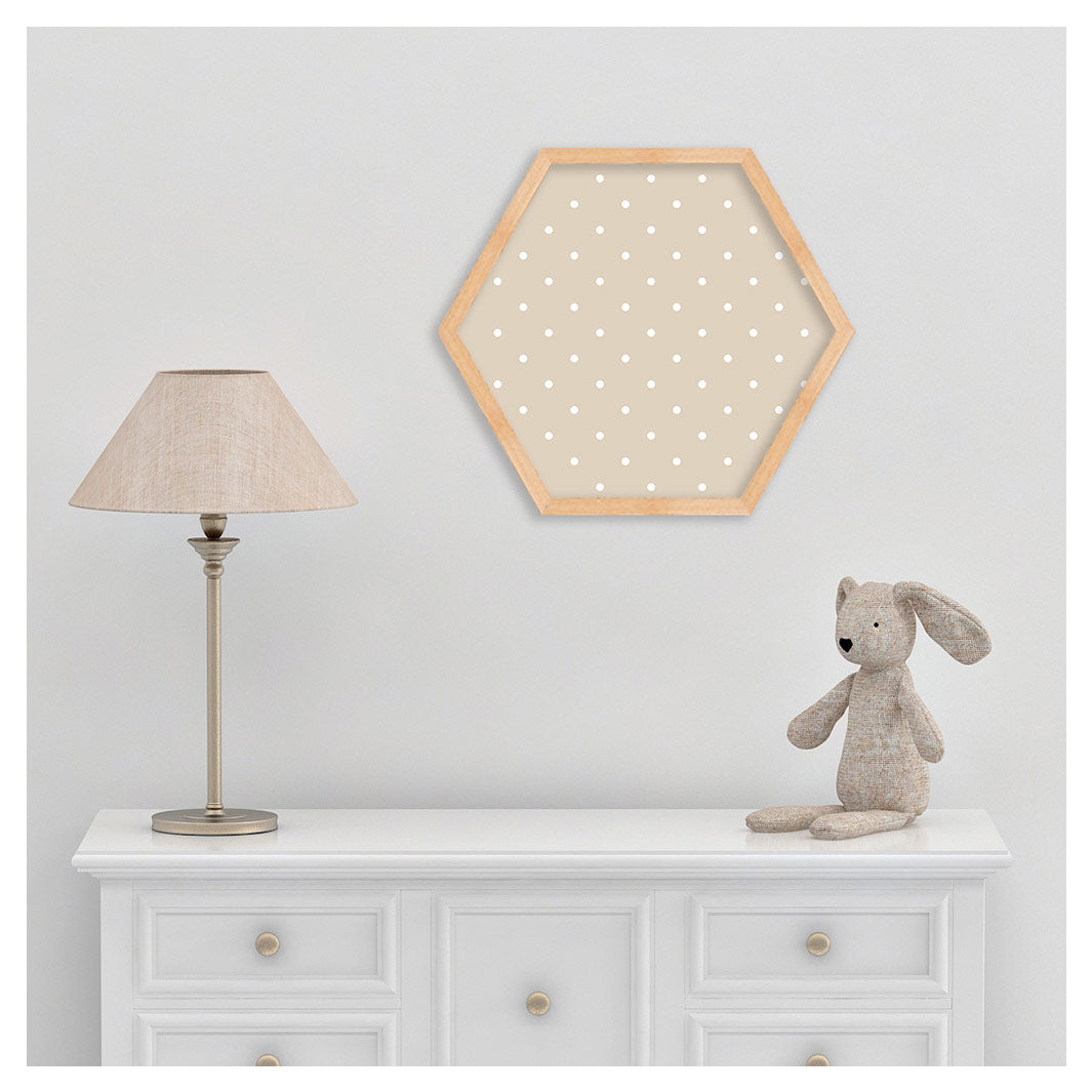 KIDS WHITE DOTTED PATTERN HEXAGON WALL ART