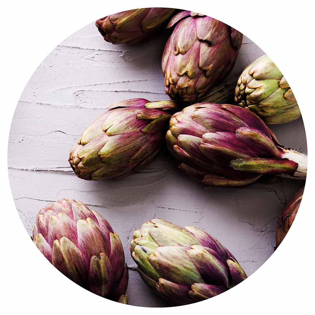 ARTICHOKE DARK PURPLE ON GREY ROUND PLACEMAT