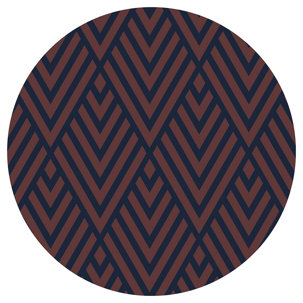 BROWN AND NAVY DIAMOND PATTERN ROUND PLACEMAT