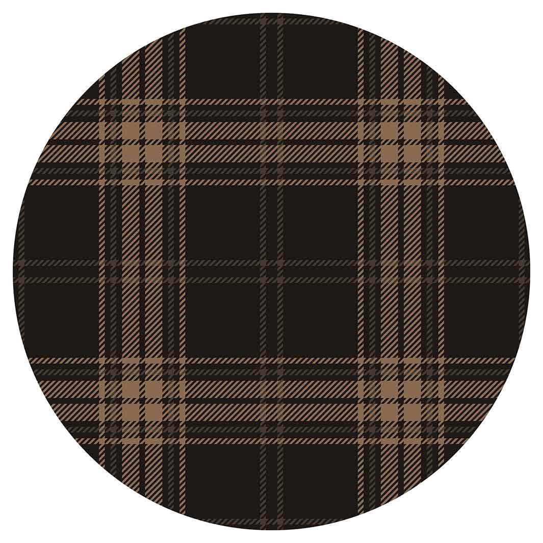 DARK BROWN PLAID PATTERN ROUND PLACEMAT