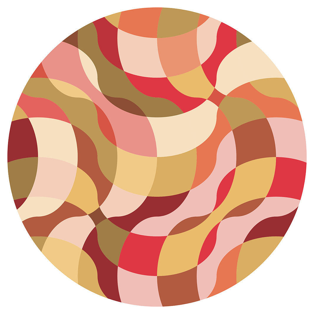 RETRO WAVE PATTERN PINKS AND MUSTARD ROUND PLACEMAT