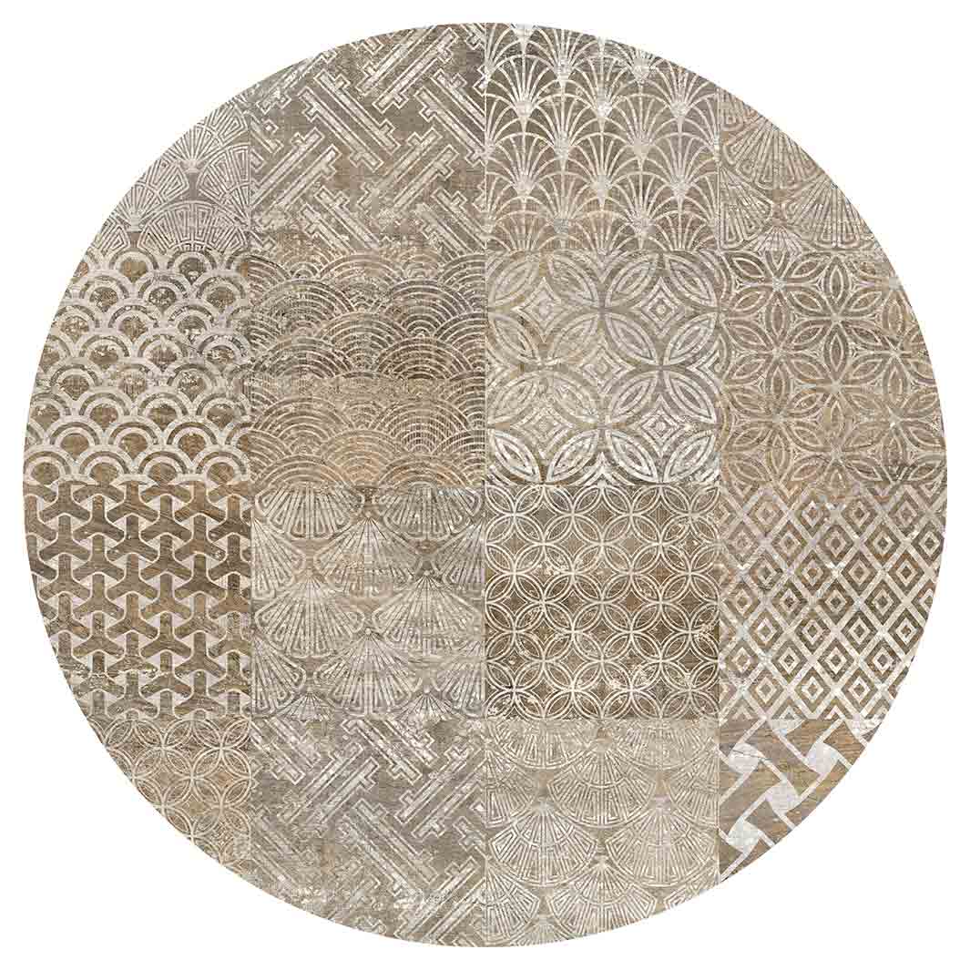 PATTERN BROWN MODERN TILE NATURAL ROUND PLACEMAT