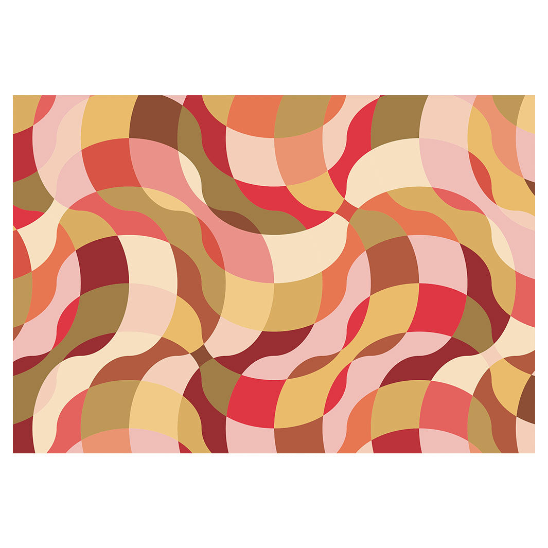 RETRO WAVE PATTERN PINKS AND MUSTARD RECTANGULAR PLACEMAT