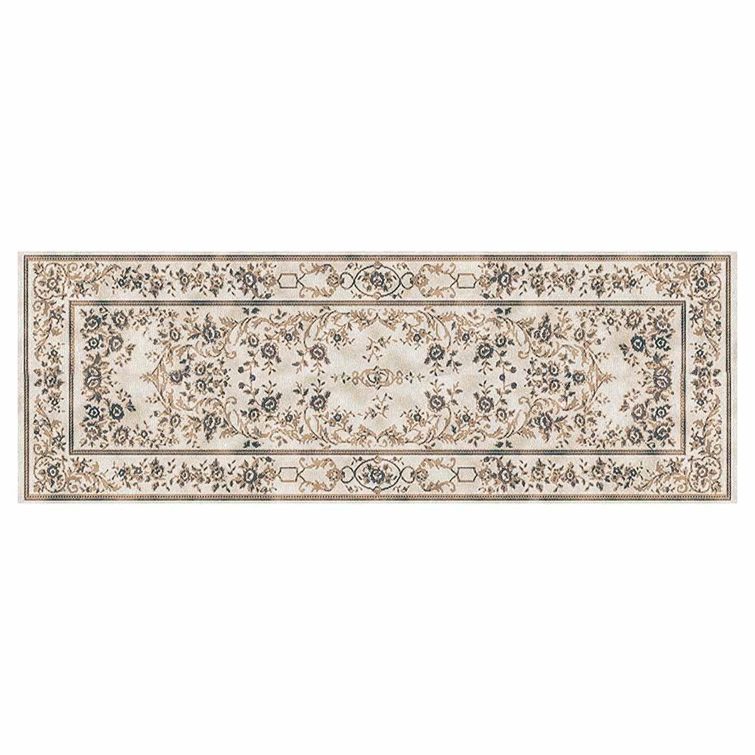 CLASSIC BEIGE VINTAGE FLORAL RUNNER RUG