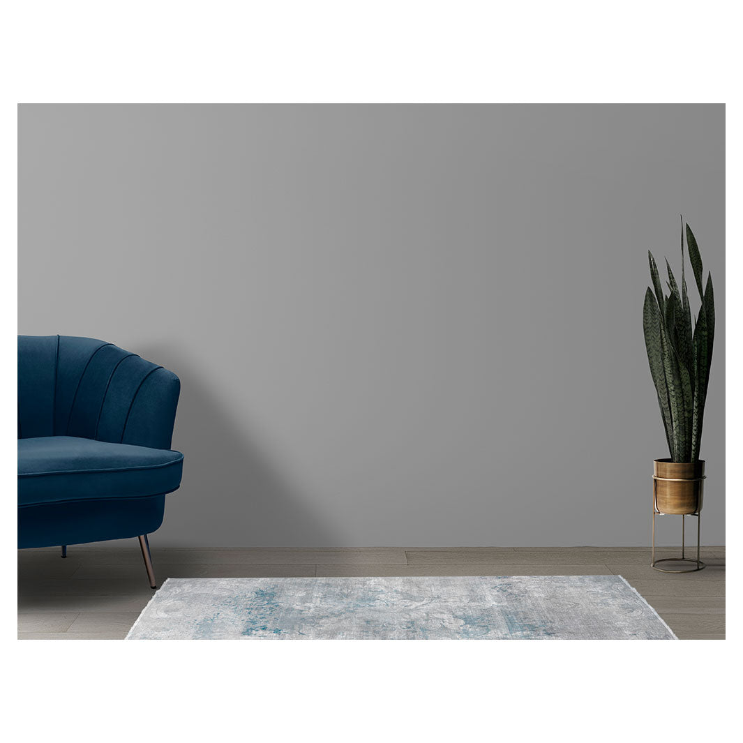 CLASSIC BLUE LIGHT FLEUR DE LIS DISTRESSED RUNNER RUG