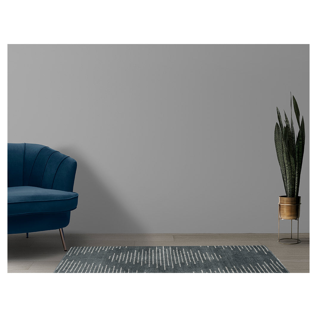 CONTEMPORARY BLUE CHARCOAL TRIBAL DIAMOND RUNNER RUG