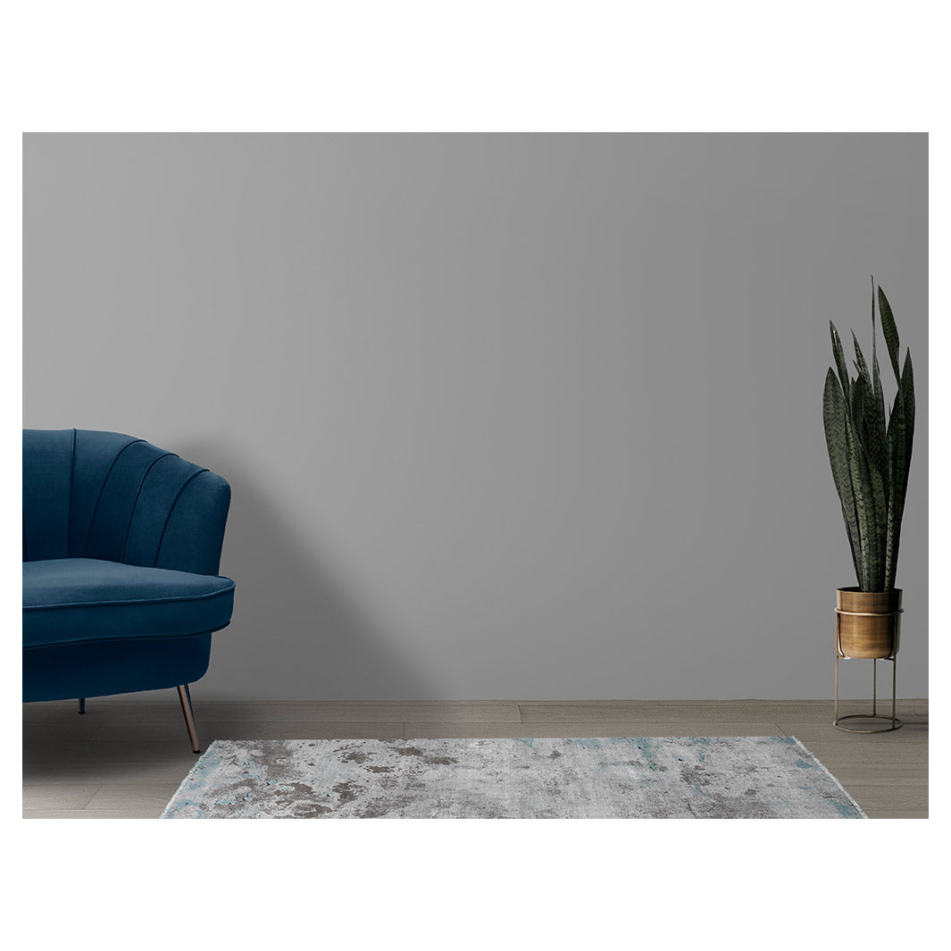 CONTEMPORARY GREY LIGHT AGED CONCRETE RUNNER RUG