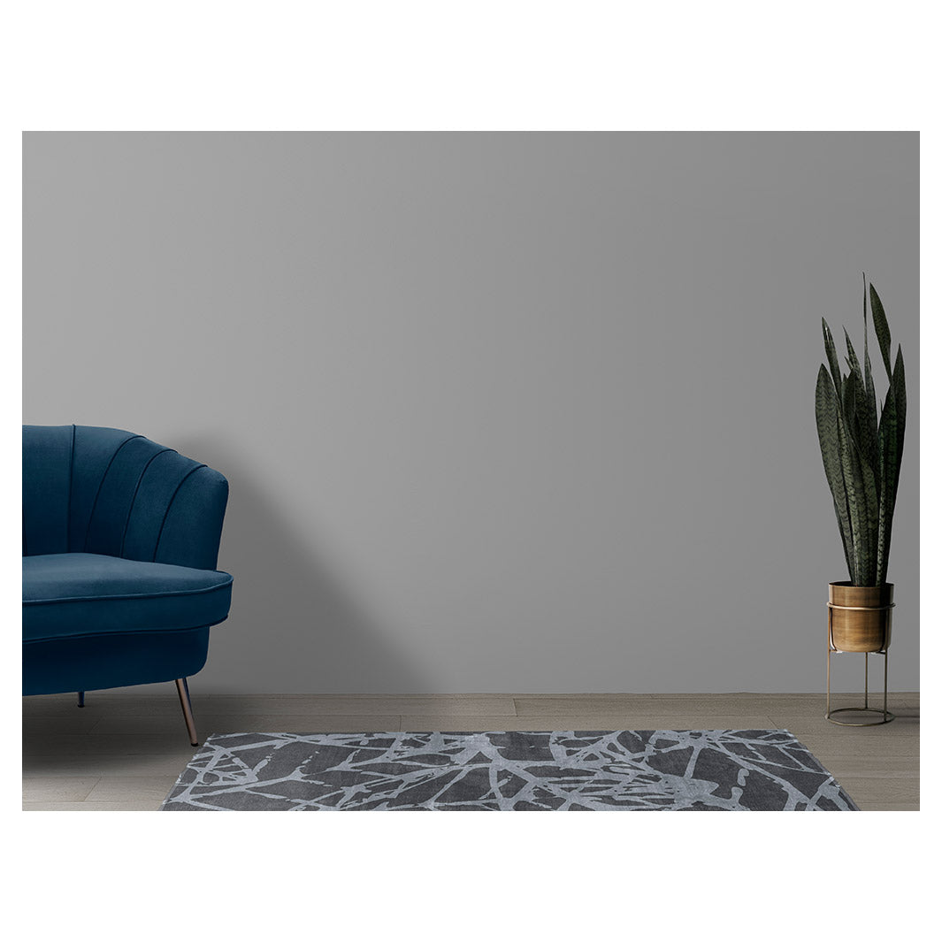 CONTEMPORARY CHARCOAL DISTRESSED ART LEAVES RUNNER RUG