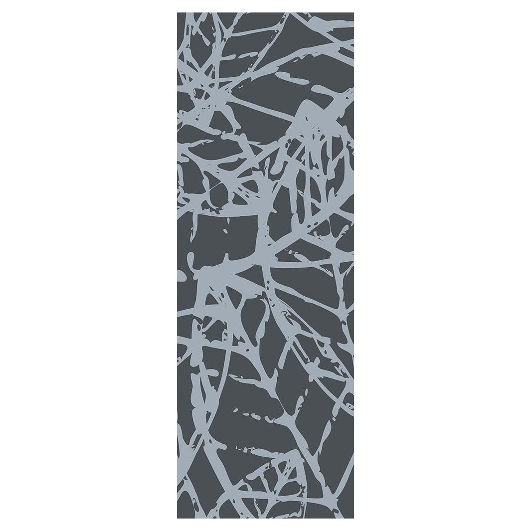 CONTEMPORARY CHARCOAL DISTRESSED ART LEAVES RUNNER RUG