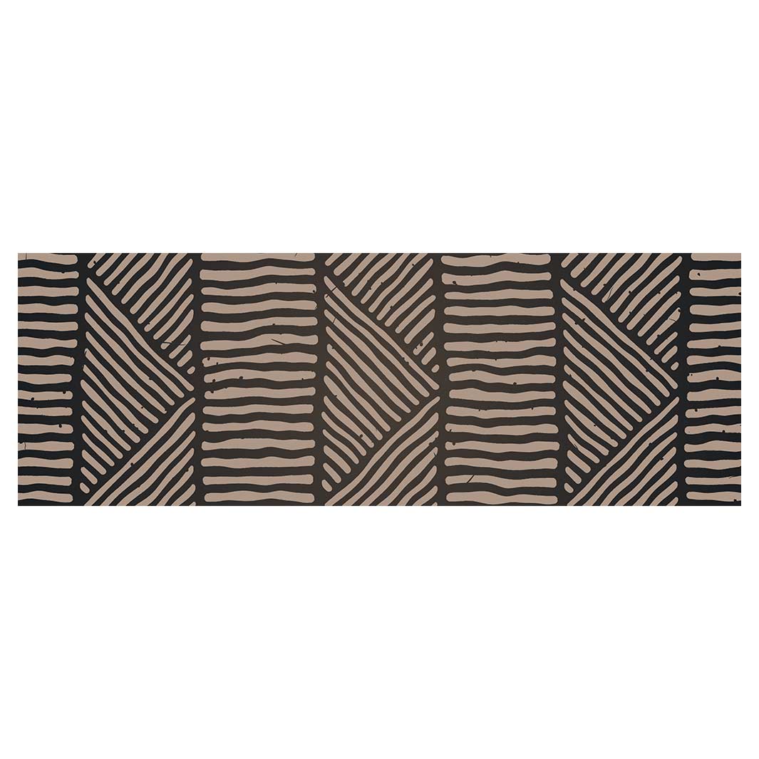 CONTEMPORARY BROWN TRIBAL LINE ART RUNNER RUG