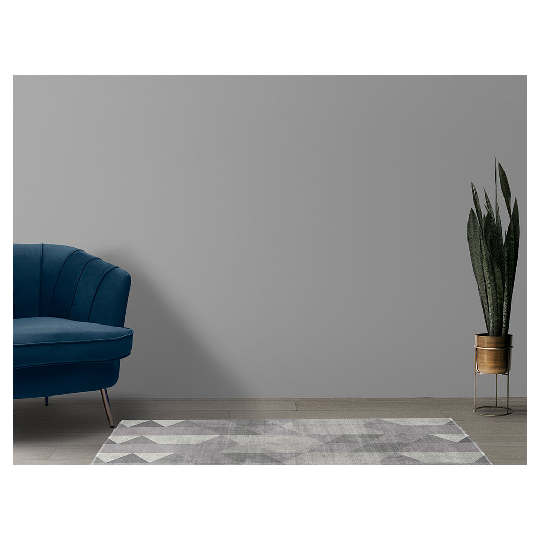 CONTEMPORARY GREY TONES GEOMETRIC PATTERN RUNNER RUG