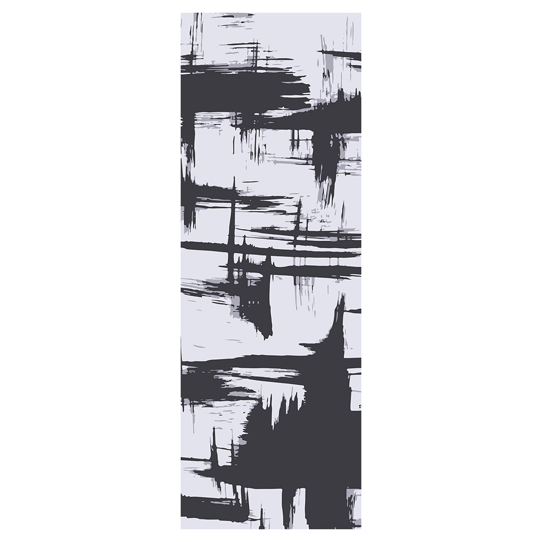 MODERN GREY INK BRUSH STROKES RUNNER RUG