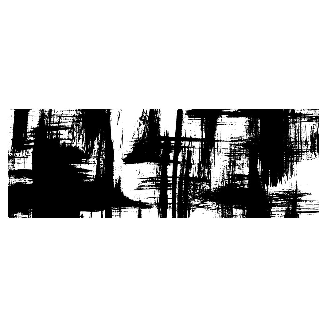 MODERN BLACK INK BRUSH STROKES RUNNER RUG