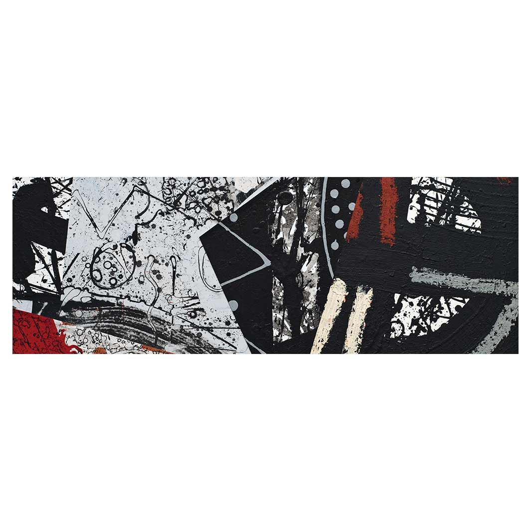 MODERN BLACK AND RED GRAFFITI ART RUNNER RUG