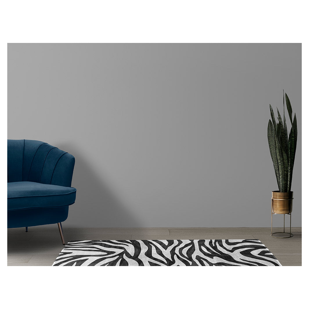 MODERN BLACK AND WHITE ZEBRA PATTERN RUNNER RUG