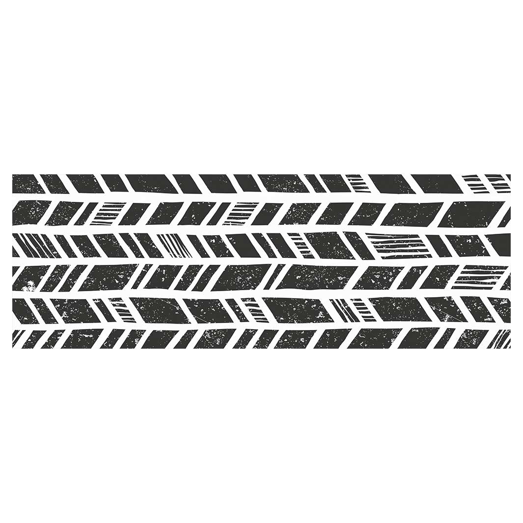 MODERN BLACK AND WHITE TRIBAL PATTERN RUNNER RUG