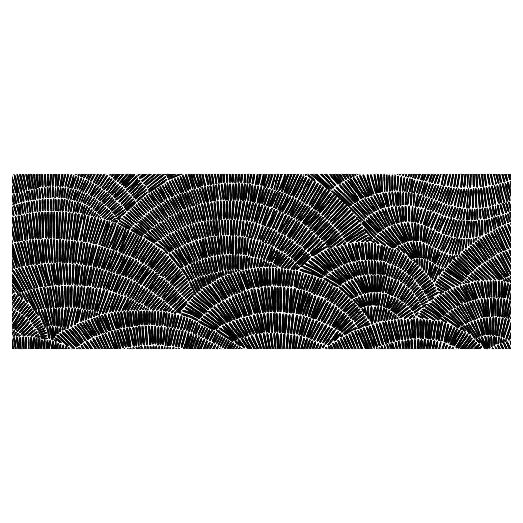 MODERN BLACK ABSTRACT WAVES RUNNER RUG