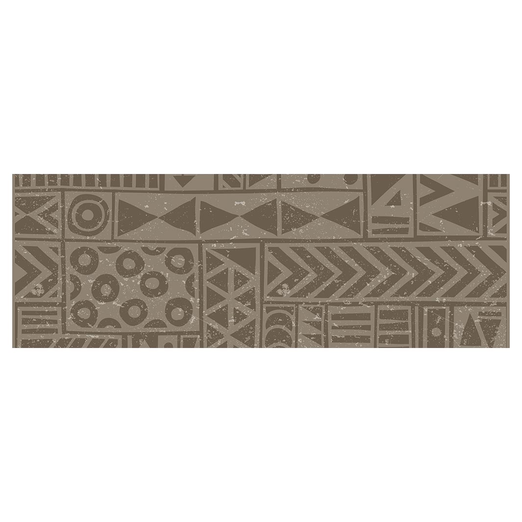 MODERN BROWN AGED TRIBAL BLOCK PATTERN RUNNER RUG