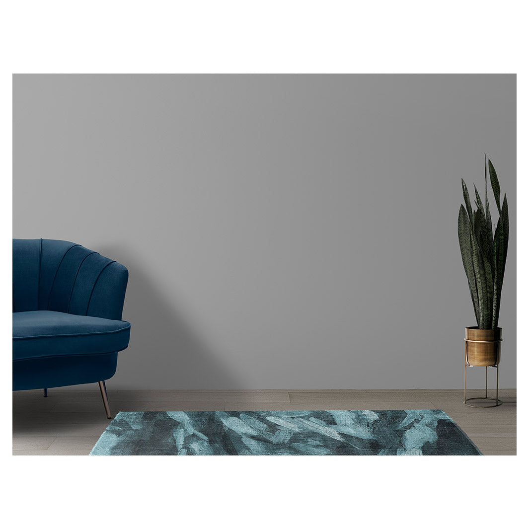 MODERN SKY BLUE BRUSH STROKES RUNNER RUG