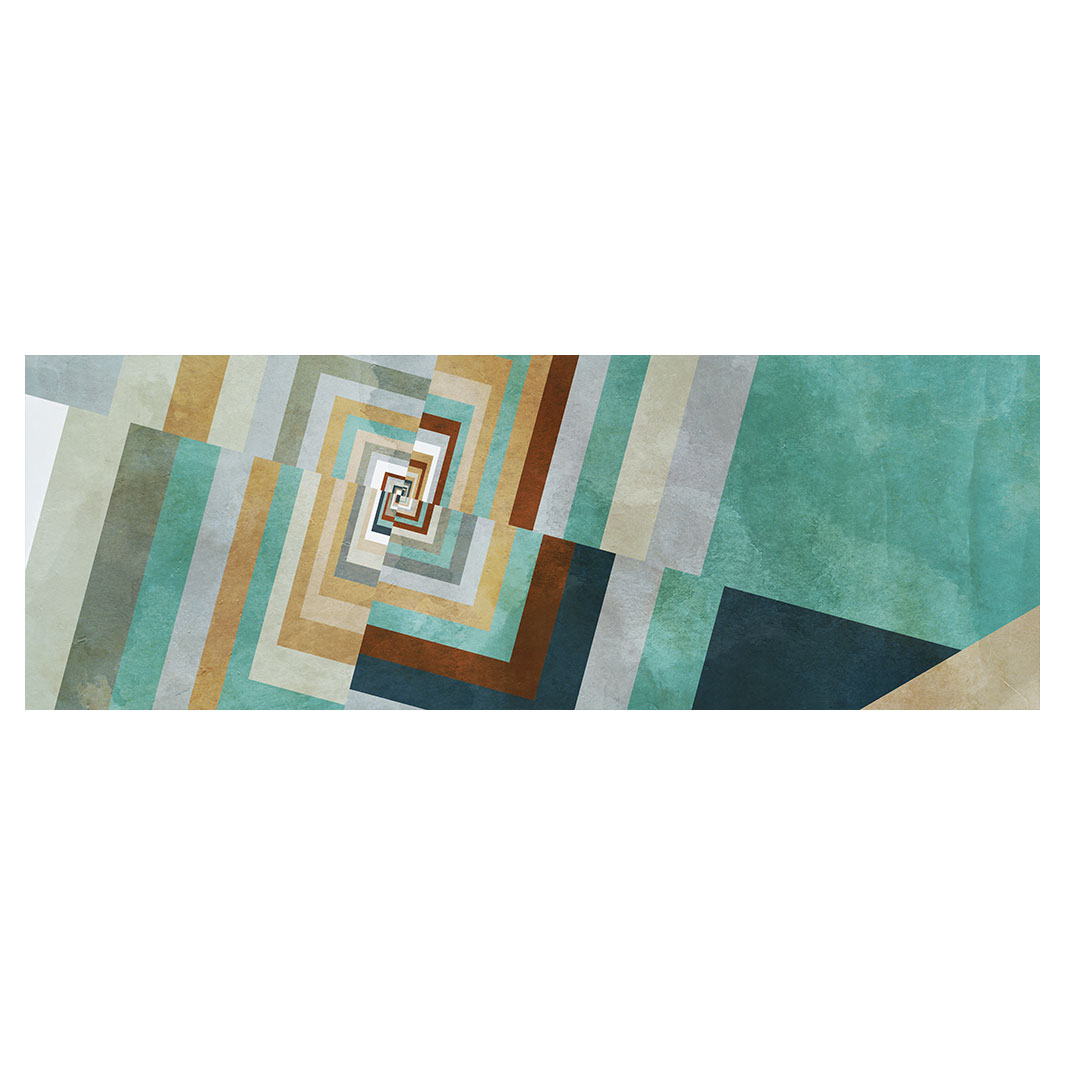 MODERN TEAL GEOMETRIC OPTICAL ART RUNNER RUG