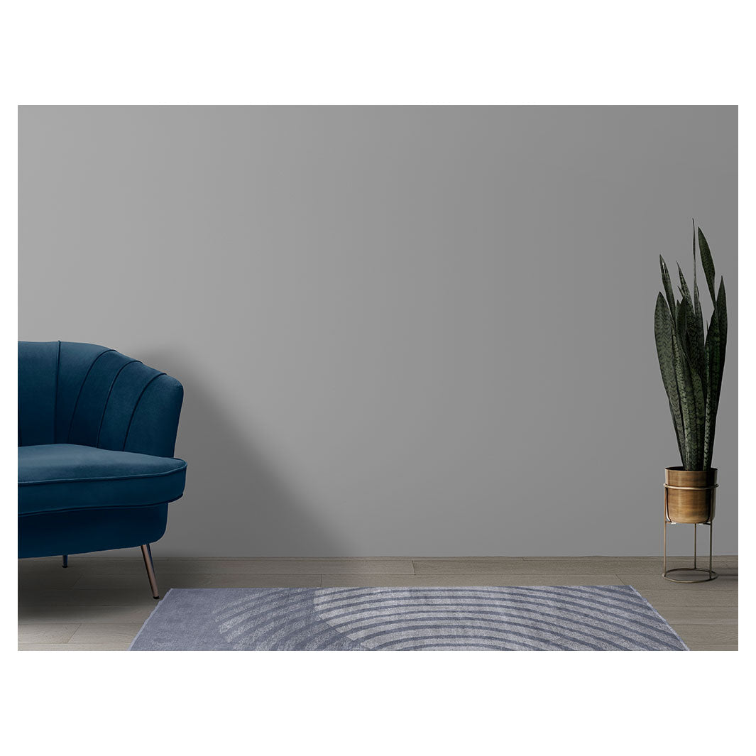 MODERN GREY ROUND GEOMETRIC ART RUNNER RUG