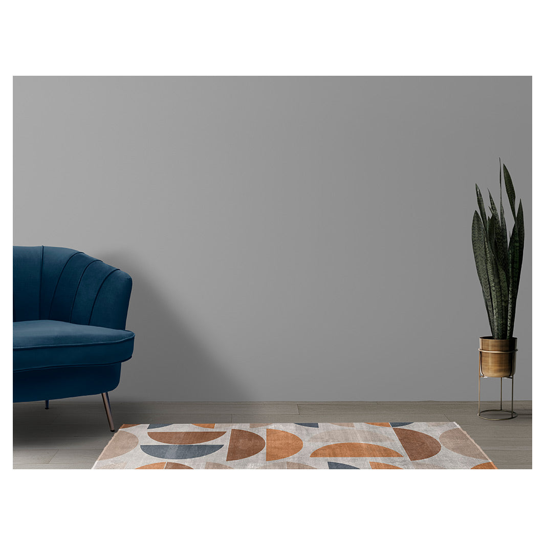 MODERN ORANGE MINIMALISTIC CIRCLE PATTERN RUNNER RUG