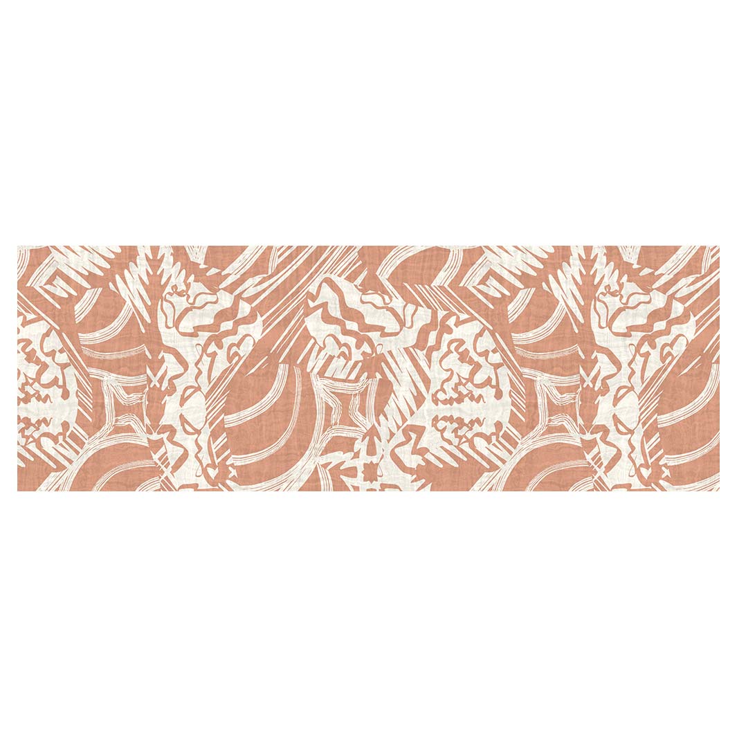 MODERN PEACH ABSTRACT PATTERN DRAWING RUNNER RUG